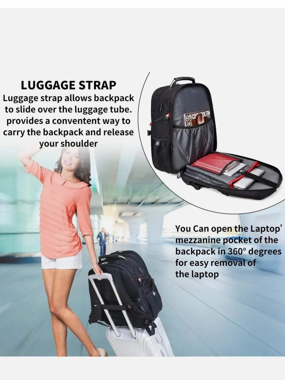 Extra LargeTravel Laptop Backpack Usb Charging Port 17 Inch Computer Shrradoo